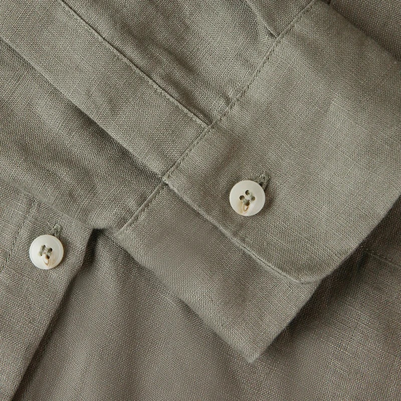 Camisa de Lino Cropped Mujer Manga Larga Oversize